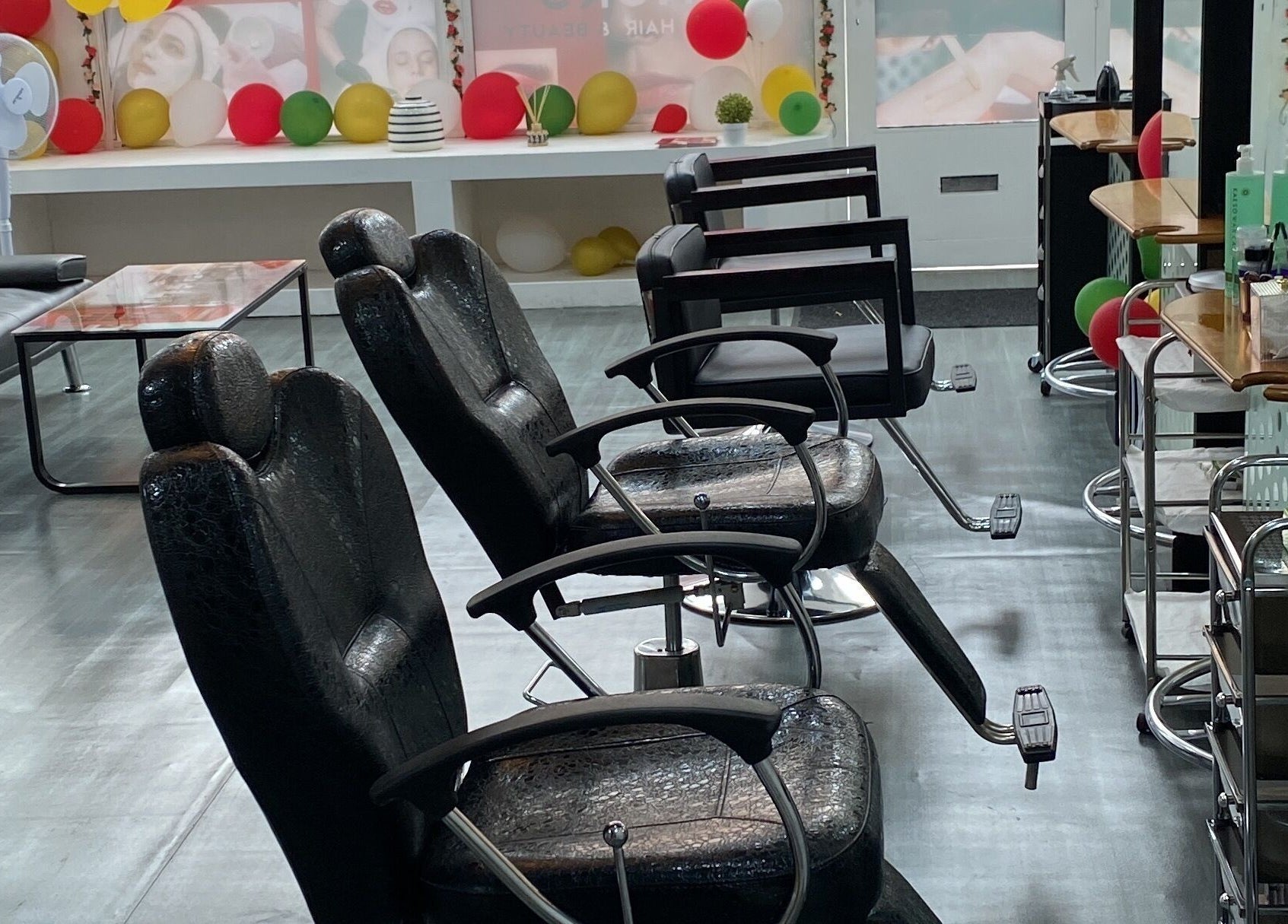 Interior of 264 London road Westcliff-On-Sea showing styling chairs, Southend-on-sea, England, GB.