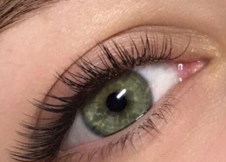 Close-up of lush eyelashes treated at Aiia Clinic in London, England, GB, showcasing beauty enhancement.