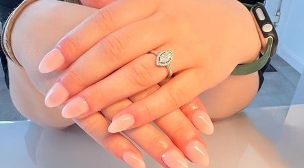 Manicured hands with elegant nails and ring at Beauty By Imogen, Oxspring, England, GB.
