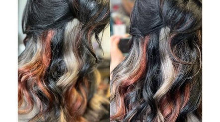 Chloe Louise's colored hair highlights in Otley, England, GB salon showcasing vibrant hues.