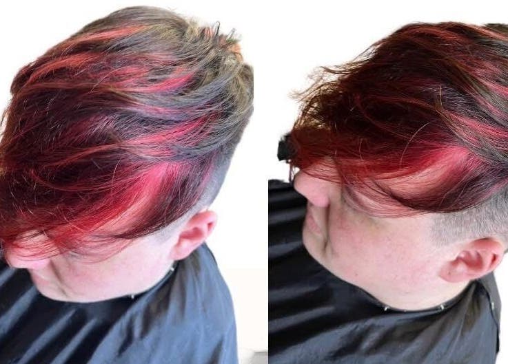 Stylish red hairstyle at Chloe Louise salon, Otley, England, GB. Modern hair design for a bold look.