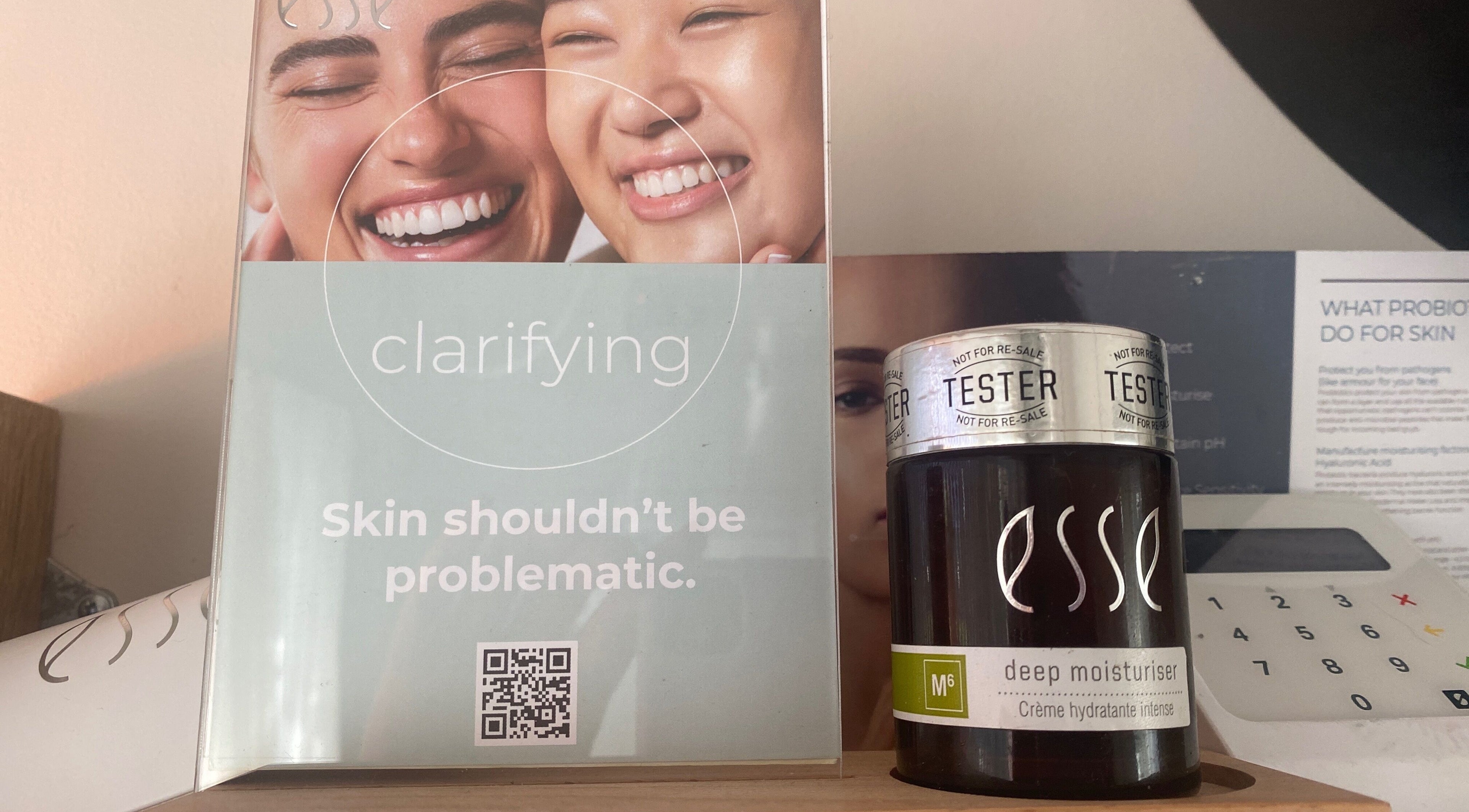 Esse skincare display at JKA Beauty clinics (Ferguslea Studio near bray dart), Adelaide Rd, County Wicklow, IE.