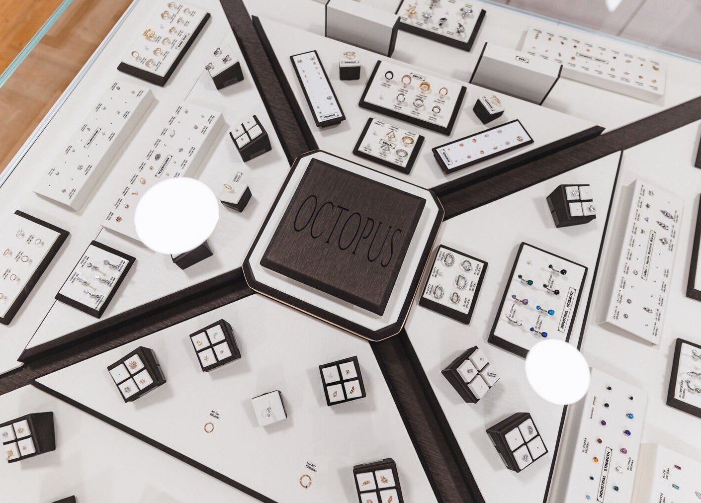 Showcase of exquisite body jewelry at Octopus Piercing & Tattoo, Zagreb, Grad Zagreb, HR.