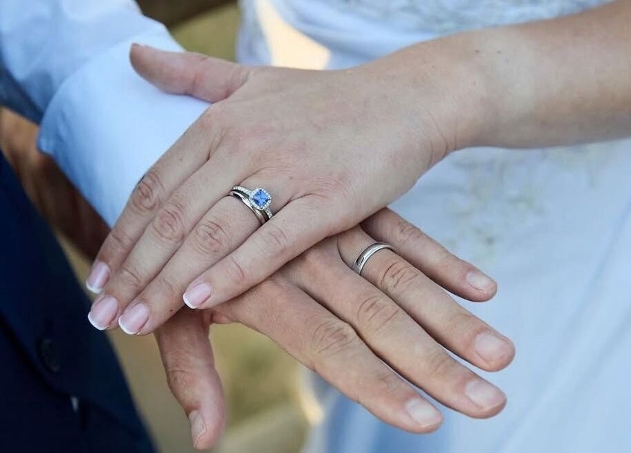 Close-up of wedding rings at Gossip & Glamour, Chippenham, England, GB, symbolizing love and union.