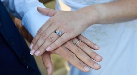 Close-up of wedding rings at Gossip & Glamour, Chippenham, England, GB, symbolizing love and union.