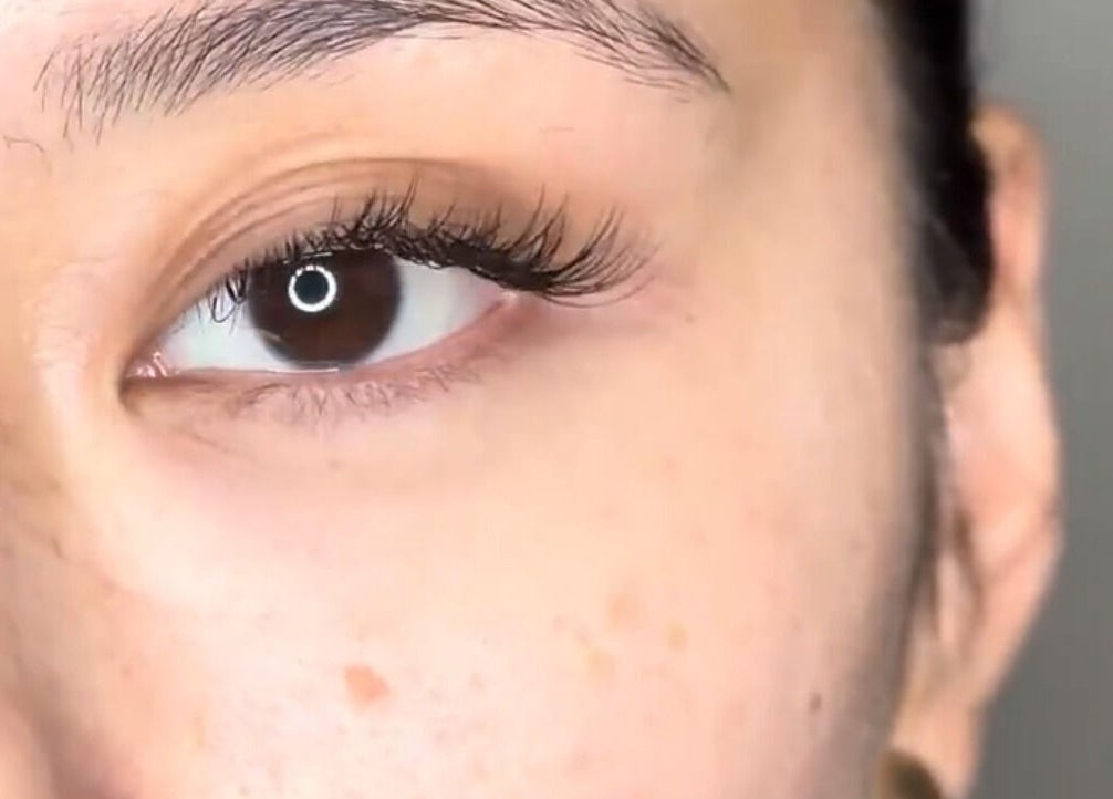 Close-up of elegant eyelash extension at Korra beauty bar in Southlake, Texas, US.