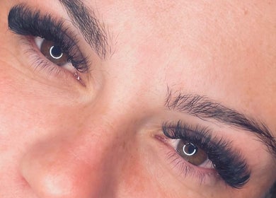 Closeup of expertly applied eyelash extensions by Lashes By Lex in Giltbrook, England, GB.