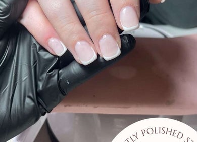 French manicure at Perfectly Polished Studios, Blantyre, Scotland, GB. Expertly crafted nail art.
