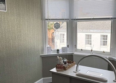 Elliebbeauty nail station with natural light in Dumfries, Scotland, GB offering a serene manicure experience.