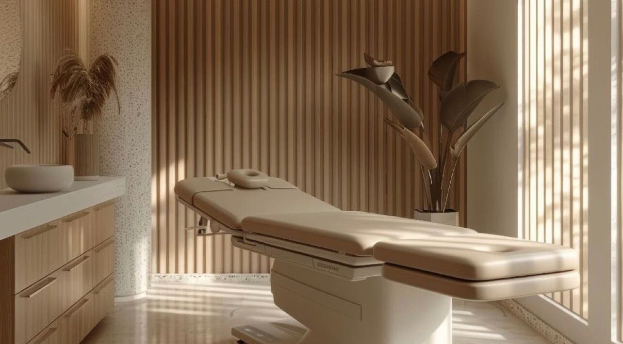 Salle de soins relaxante à Houseoff KOREAN beauty, Paris, Île-de-France, FR, avec lit de massage moderne.