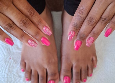 Pink glitter nails at House of Nails, Cape Town, Western Cape, ZA. Perfect blend of style and beauty.