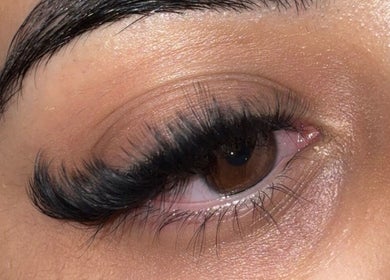 Close-up of elegant lash extensions at Prestige Lash Lounge, Birmingham, England, GB.