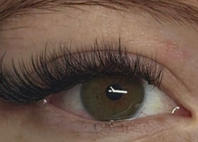 Close-up of elegant lashes from Prestige Lash Lounge in Birmingham, England, GB.