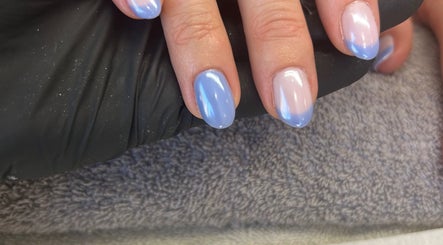 Elegant blue ombre manicure at Polished by Hannah in Burgess Hill, England, GB.