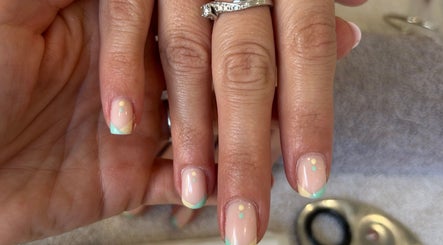 Stylish pastel nail design at Polished by Hannah in Burgess Hill, England, GB.