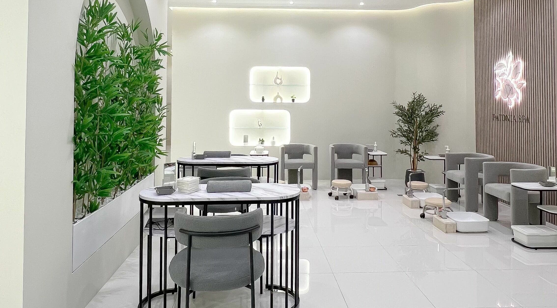 Elegant Patonia Spa interior in Sharjah, Sharjah, AE with calming decor and modern seating.