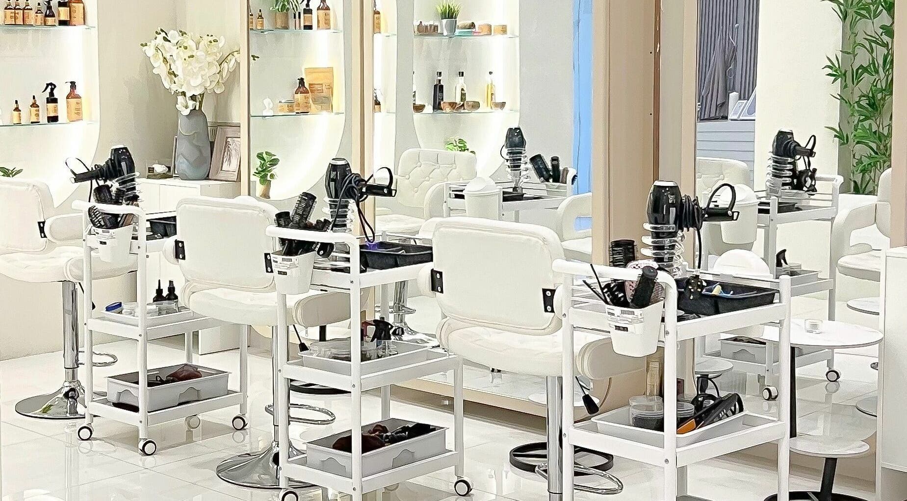 Elegant salon stations at Patonia Spa in Sharjah, Sharjah, AE, showcasing a modern and serene ambiance.