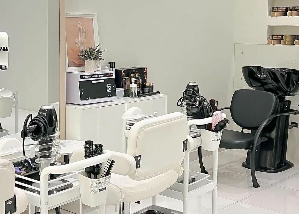 Modern salon chairs and equipment at Patonia Spa, Sharjah, Sharjah, AE, offering a sleek beauty experience.