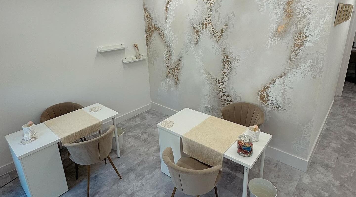 Elegant manicure stations at Heavenly Beauty, Ramsbottom, England, GB, showcasing modern decor and cozy seating.