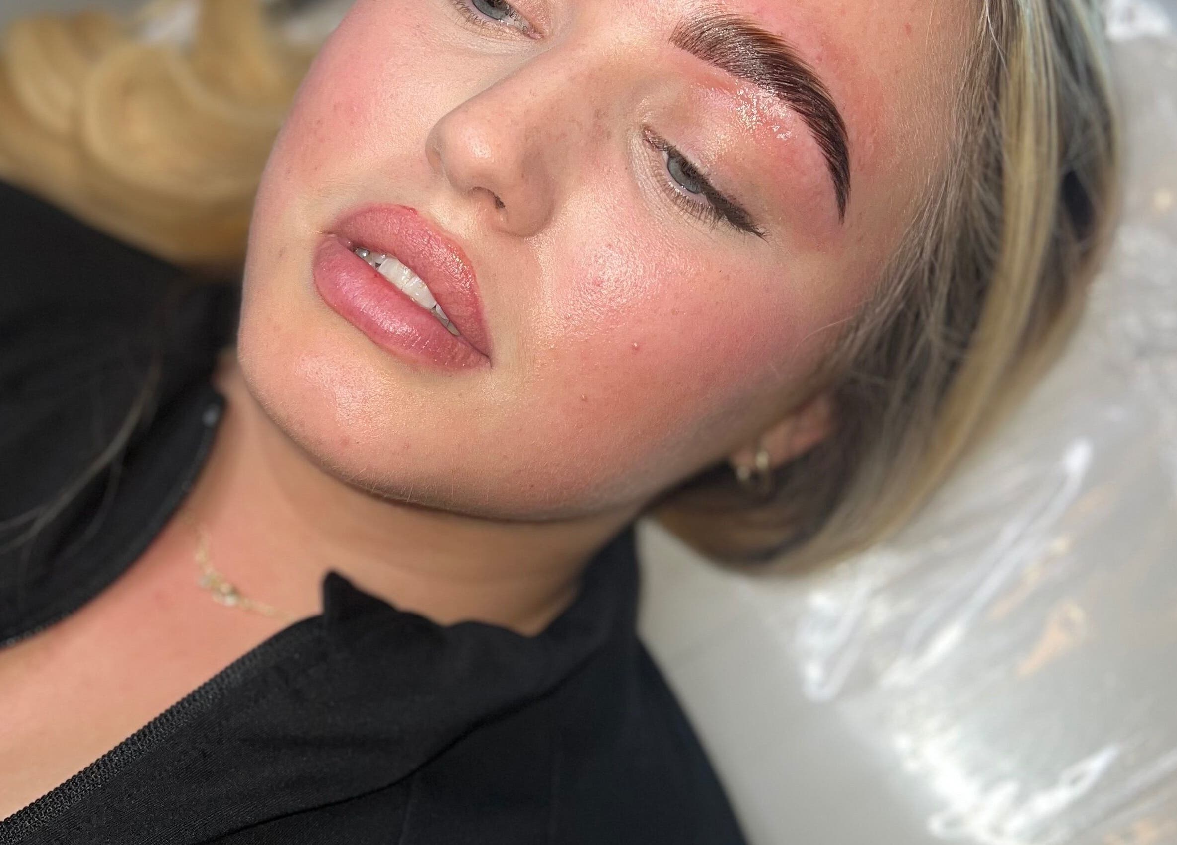 Close-up of a woman's perfectly styled brows at Browella_bypaige, Wallasey, England, GB.