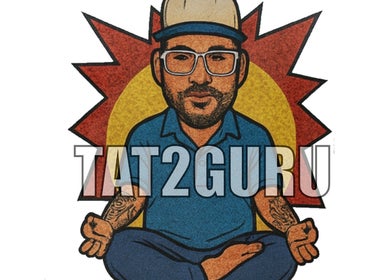 Creative cartoon logo for Tat2Guru - Dream Chaser Tattoo LLC in Lexington, Kentucky, US.