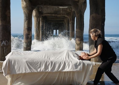 Relaxing massage therapy by the ocean at Diamond in LA, Los Angeles, California, US.