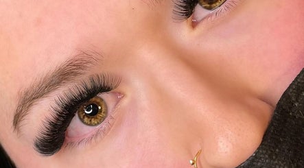 Close-up of elegant eyelash extensions at Lashery London, London, Ontario, CA, showcasing detailed artistry.