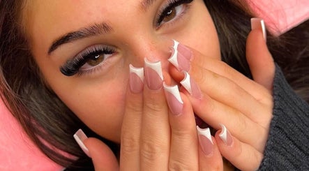 Close-up of elegant nails and lashes at Lashery London, London, Ontario, CA, showcasing artistry and style.
