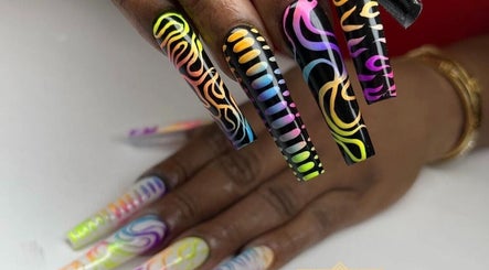 Vibrant neon nail art at 24K NAIL SPA, Arlington, Texas. Stunning design details in colorful patterns.