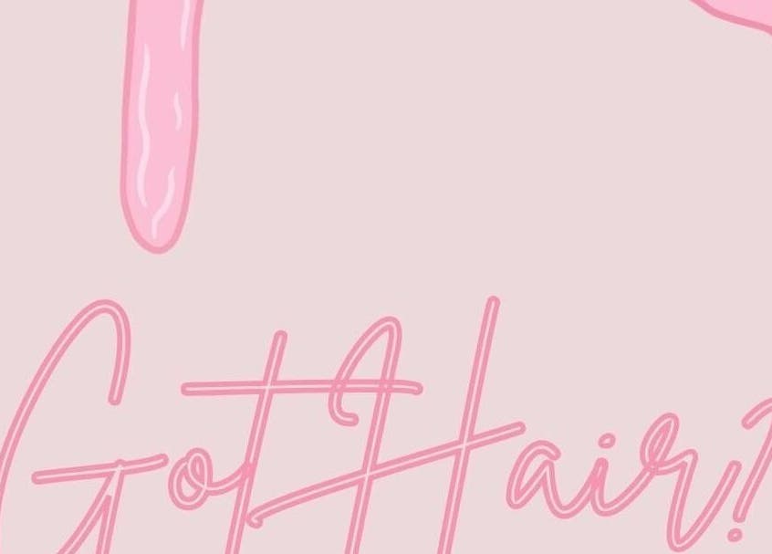 Illustration with 'Got Hair?' at The Hot Spot, Blooming Grove, Texas, US, promoting beauty services.