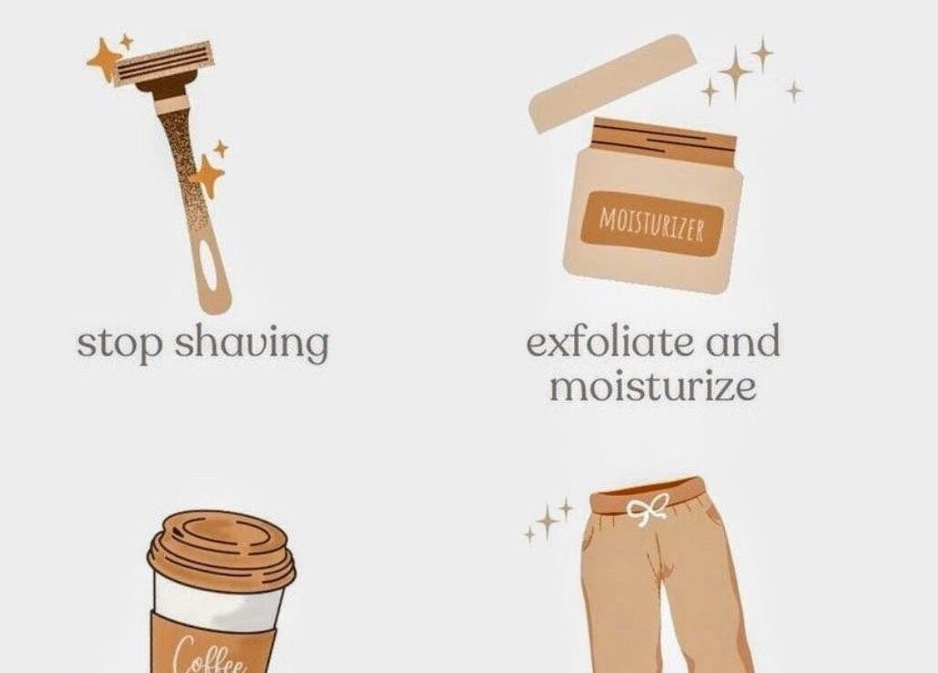 Illustration of shaving, exfoliating at The Hot Spot, Blooming Grove, Texas, US.