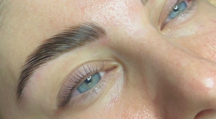 Close-up of beautifully styled eyebrows at GlowBrows Phi, Vancouver, British Columbia, CA.