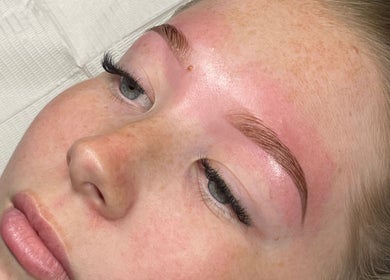 Close-up of freshly shaped eyebrows at Pure Beauty, Baxter, Victoria, AU.