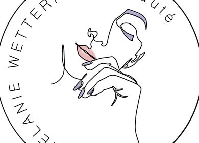 Logo minimaliste de Mélanie Wetterhold Beauté, Sarraltroff, Grand Est, FR, avec un visage stylisé.