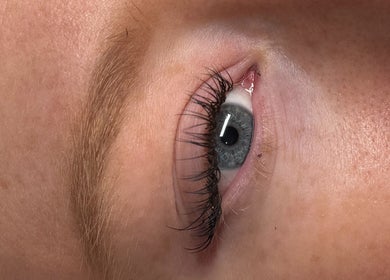 Close-up of a beautifully styled lash extension at The Lash Lounge, Melton Constable, England, GB.