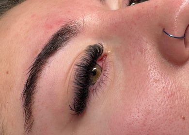 Close-up of eyelash extensions at The Lash Lounge, Melton Constable, England, GB showcasing detailed application.