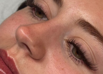 Close-up of perfectly styled lashes at The Lash Lounge, Melton Constable, England, GB.