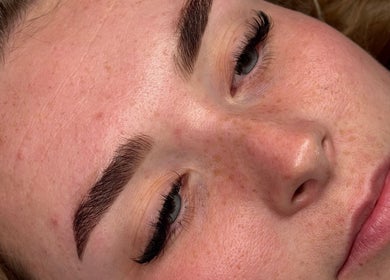 Close-up of beautifully styled lashes at The Lash Lounge, Fakenham, England, GB.