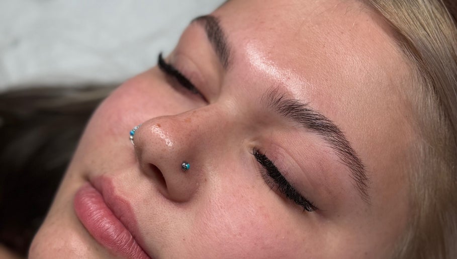 Close-up of eyelash extensions at The Lash Lounge, Melton Constable, England, GB.