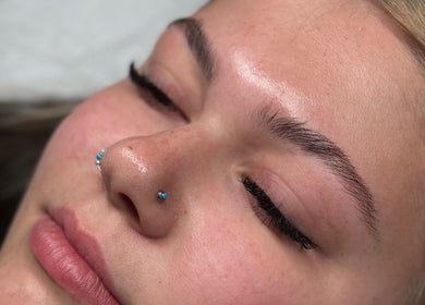 Close-up of eyelash extensions at The Lash Lounge, Melton Constable, England, GB.