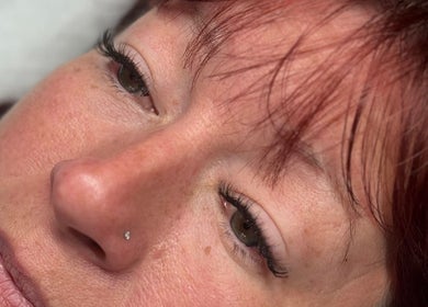 Close-up of eyelash extensions at The Lash Lounge, Melton Constable, England, GB.