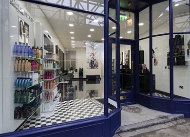 Stylish exterior of Ella’s Beauty in London, England, GB showcasing chic salon products and modern design.