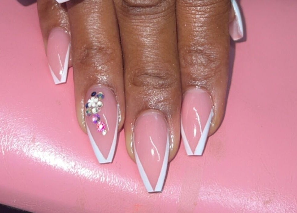 Elegant nail art with floral accents at The Nail & Lash Studio, Saint Philip, Saint Philip, BB.