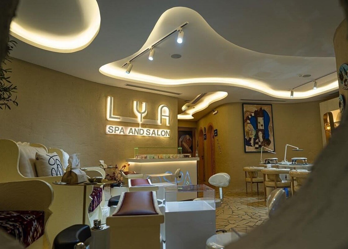 Interior of LYA Spa & Salon in Riyadh, Riyadh Province, SA, featuring modern decor and cozy seating.