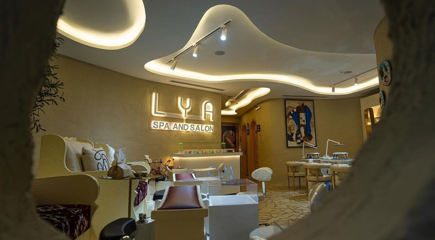 Interior of LYA Spa & Salon in Riyadh, Riyadh Province, SA, featuring modern decor and cozy seating.