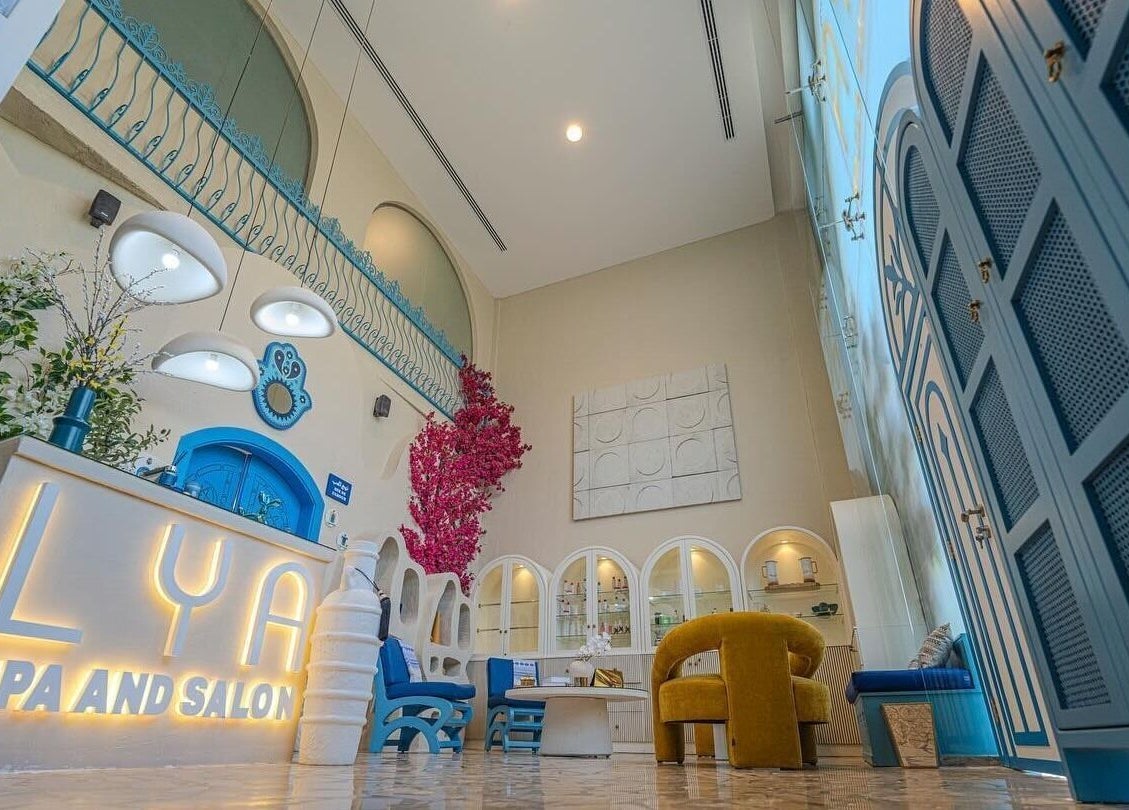 Beautiful interior of LYA Spa & Salon in Riyadh, Riyadh Province, SA, showcasing stylish decor and seating.