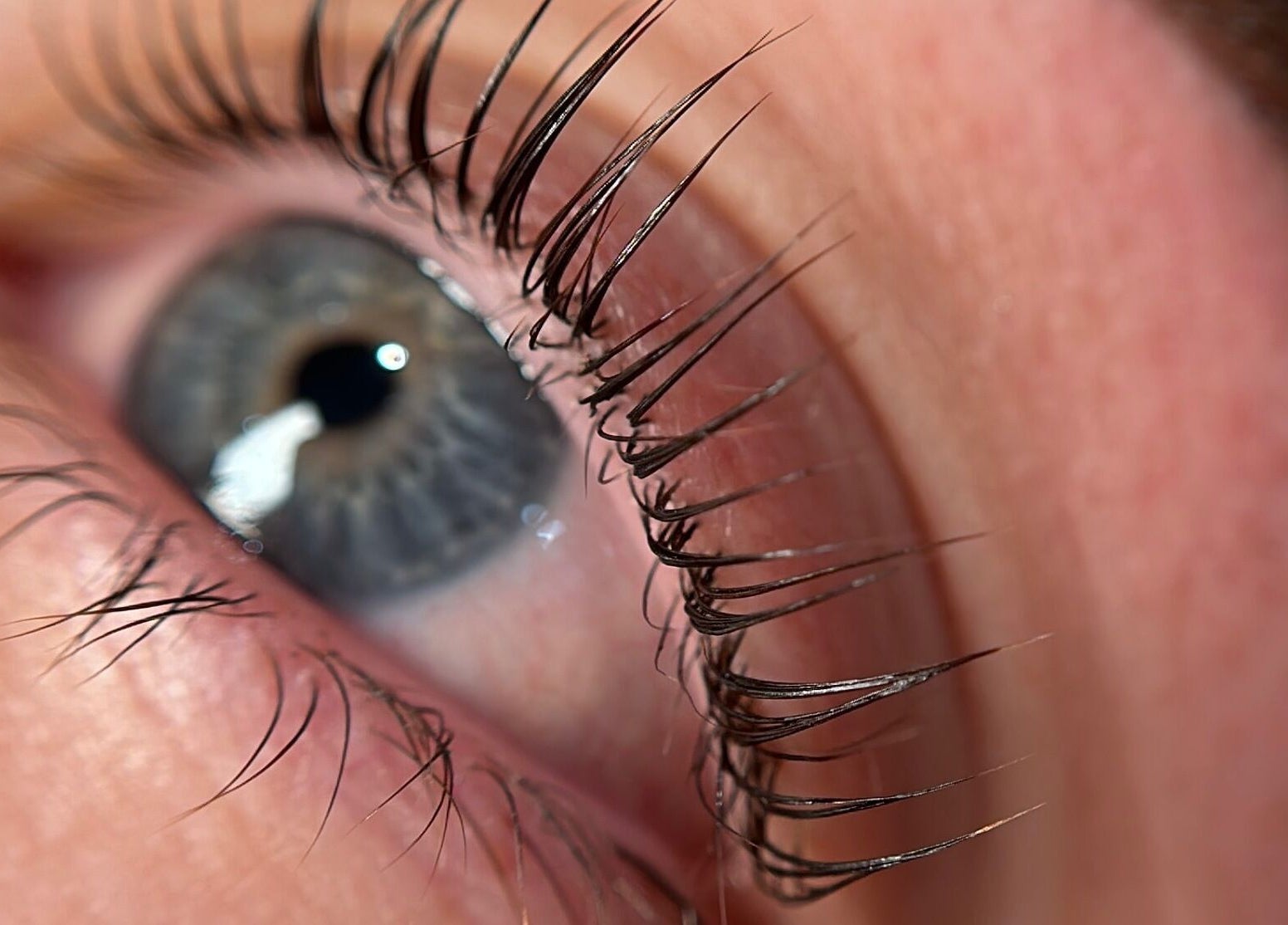 Close-up of eye with long lashes at Ivory Rose Cosmetics, Maroochydore, Queensland, AU.