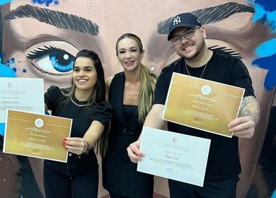 Graduates proudly display certificates at Amanda Corrêa - ACBrows & Beauty, Dublin, County Dublin, IE.