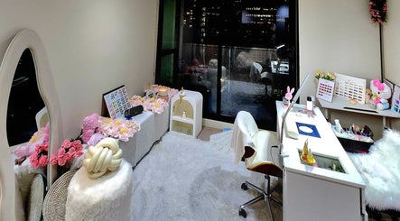 Chic nail studio of NailxSejal in Melbourne, Victoria, AU with a modern design and floral decor.