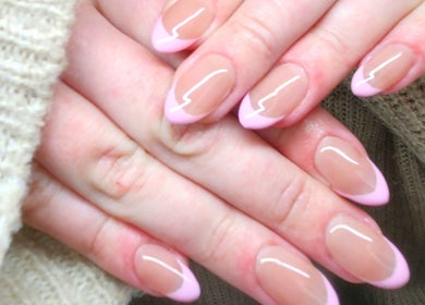 Elegant pink-tipped nails at NailxSejal, Melbourne, Victoria, AU offering stylish manicures.